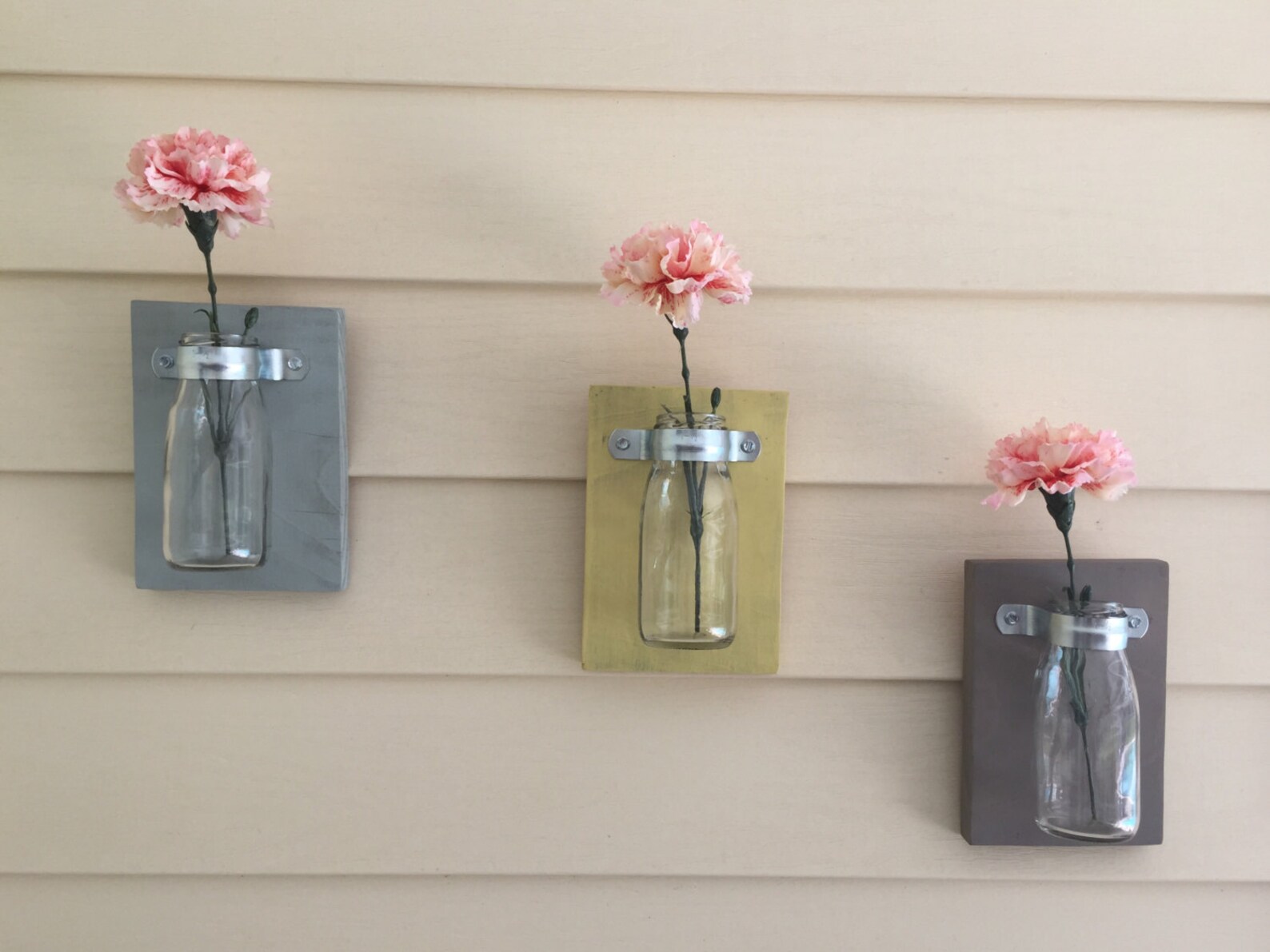 Milk Jar Vases Wall Flower Vases Set of 3 Shabby Chic Etsy