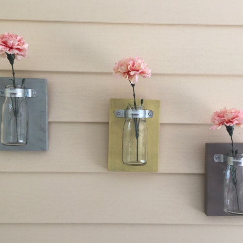 Milk Jar Vases Wall Flower Vases Set of 3 Shabby Chic Etsy
