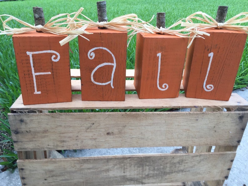 Fall wood blocks, Fall decor, Autumn decorations, Pumpkins, wood pumpkins, Fall decorations, Rustic Pumpkins, Front porch fall decor image 2