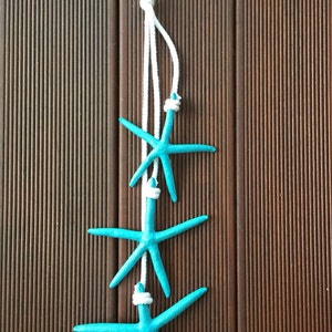 starfish decorations, coastal decor, starfish decor, seashore decor, beach decor, nautical decor, beachy decor, Starfish on a rope image 1