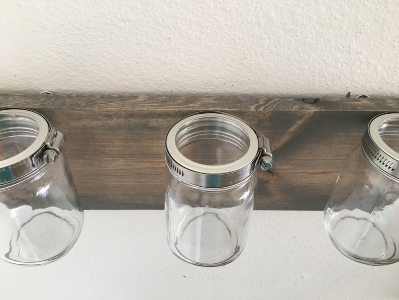 Mason jar organizer, vases, bathroom storage, wall mount mason jar, housewarming gift, bathroom decor, bathroom organizer, mason jar decor image 5