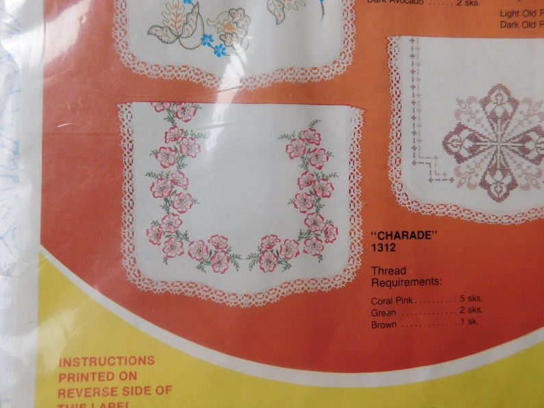 Stamped Embroidery Kit Charade Flower Stamped Dresser Scarf WonderArt