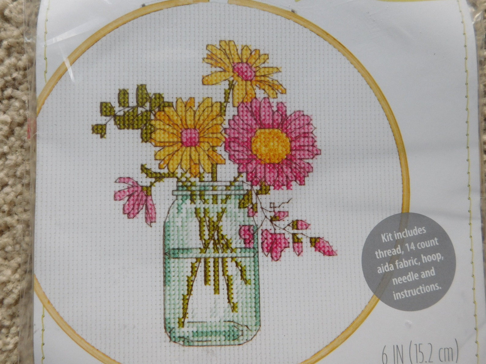 Counted Cross Stitch Kit Flower Mason Jar by Dimensions Etsy
