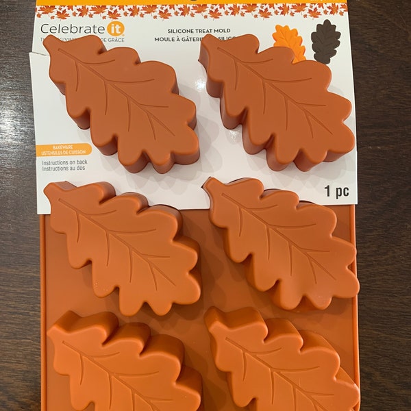 Celebrate it silicone oak leaf mold, 6 cavity mold 4” each, baking mold, candy molds and  more.