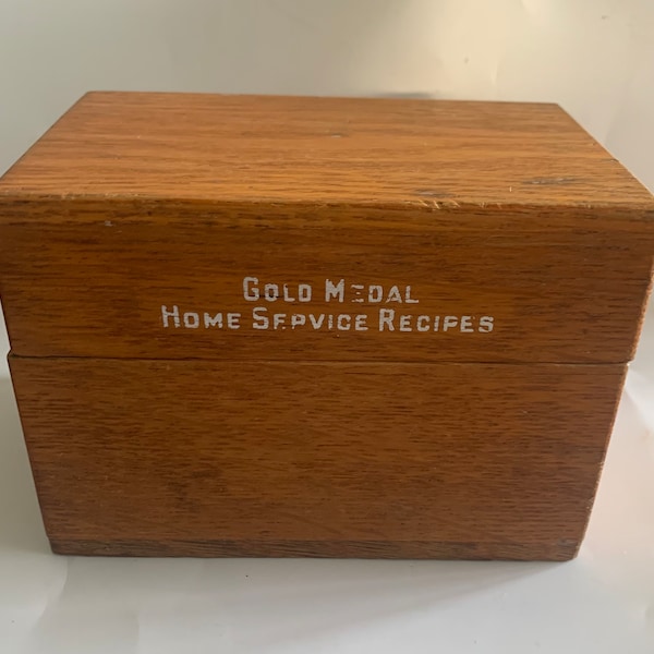 Gold Medal Flour Vintage Holz Rezept Kartenbox. 6 Zoll breit X 4 Zoll hoch.
