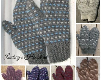 Wool Thrum Mittens, thrummed mittens,  Made to Order, Infant to Adult XL