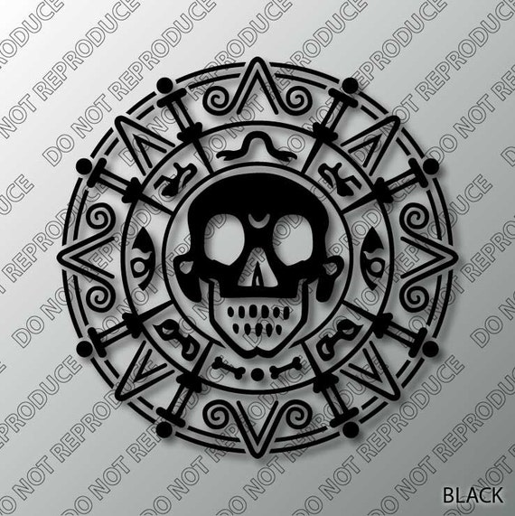 Pirates Cursed Aztec Gold Coin Vinyl Decal - 