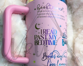 Book Lover Tumbler | 40 oz Stainless Steel Cup | Reader's Tumbler | Gift for Bookworm | Reading Accessories | Literary Bookish Tumbler