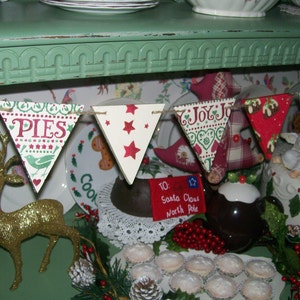 Handcrafted Wooden Christmas Bunting made using Emma Bridgewater Designs Vintage Display Garland Traditional Tree Decoration Home Xmas Gift image 2