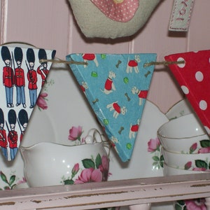 Handcrafted Wooden Bunting Garland made using Cath Kidston Designs Boy's Bedroom Nursery Christening Gift Toy Room Unique Soldier Play House image 3