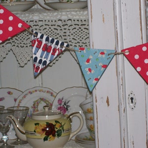 Handcrafted Wooden Bunting Garland made using Cath Kidston Designs Boy's Bedroom Nursery Christening Gift Toy Room Unique Soldier Play House image 4