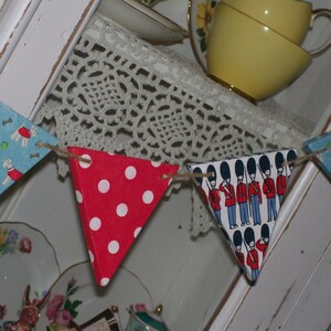 Handcrafted Wooden Bunting Garland made using Cath Kidston Designs Boy's Bedroom Nursery Christening Gift Toy Room Unique Soldier Play House image 5