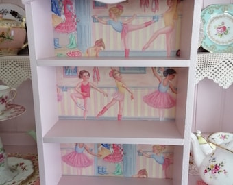 Large Wooden Display Shelf Unit Shelves Laura Ashley Ballerina Bedroom Nursery Playroom Girl Country Living Home Shabby Chic Decor Pink