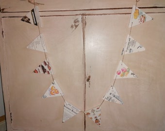 Wooden Bunting Garland Mrs Beetons Design Country Living Vintage Home Kitchen Dresser Shop Prop National Trust Handcrafted Gift Birthday