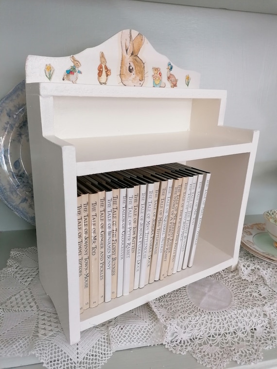 Wooden Bookcase Shelf Display Unit Made Using Peter Rabbit Beatrix