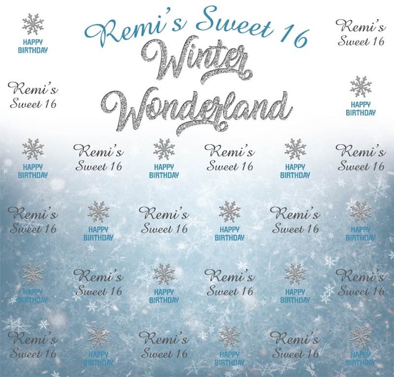 Winter Wonderland Sweet 16 Step and Repeat Backdrop, Banner, Event, Party,  Photo Booth, Design, Stand, Red Carpet, Made in USA 5038 