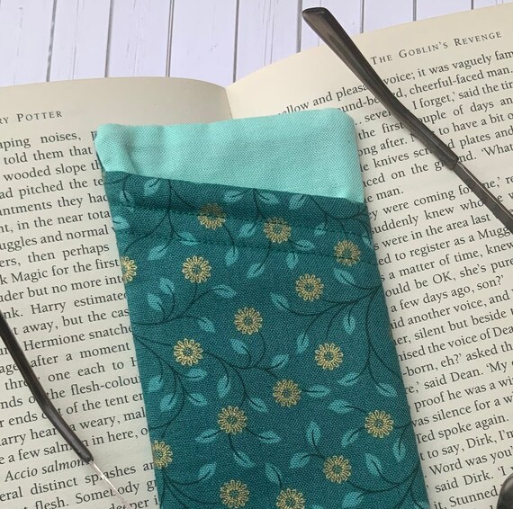 Floral Glasses Case: Soft Fabric Protection, Green & Gold