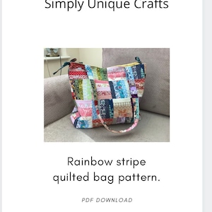 Patchwork Stoffbeutel mit Schnittmuster, Schultertasche nach Maß, Unikat, Bastelanleitung, PDF-Download