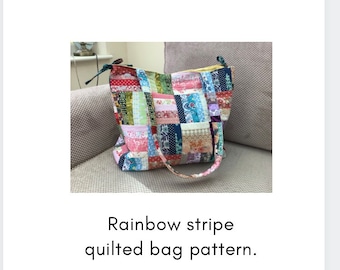 Patchwork Tote bag pattern, over the shoulder bag, bespoke, unique, tote bag tutorial, PDF download