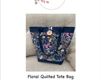 Patron de couture de sac fourre-tout matelassé floral : adapté aux débutants (téléchargement PDF)