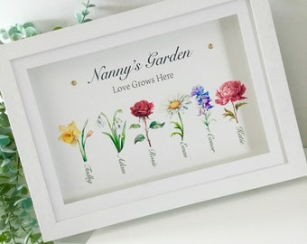 Grandmother's Garden framed print | Mothers day gift | Gift for Grandmother | Grandchildren | Gift for Granny | Irish made Personalised