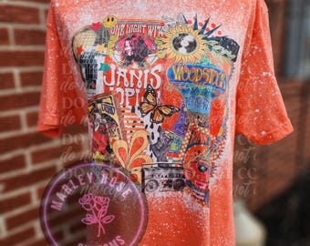 Camiseta de música retro, camiseta de banda de rock, camiseta de concierto, vintage, camiseta de concierto, años 60, años 70, camiseta de concierto decolorada, hippie