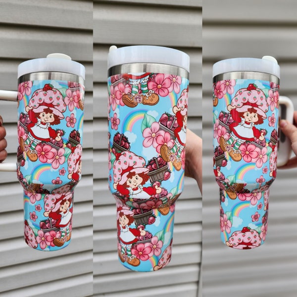 80's Strawberry Rainbow, 80's Cartoon Insulated Tumbler,  Gift For Her, Mom gift, Vintage Vibes, 40oz Tumbler, Berry Sweet, Mother's day