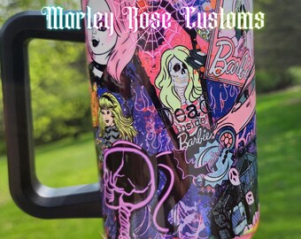 40oz Tumbler, Horror Queen, Spooky Halloween Vibes, Dark Feminine Design, Alt Tumbler, Pink Horror