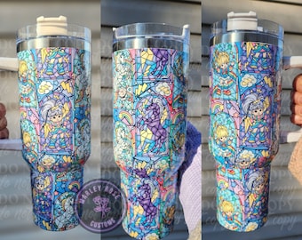 80's Rainbow Brite Tumbler, Stained glass, Cartoon Insulated Tumbler, Rainbow Starlite Tumbler, retro tumbler,  Vintage Tumbler, Girly Gift