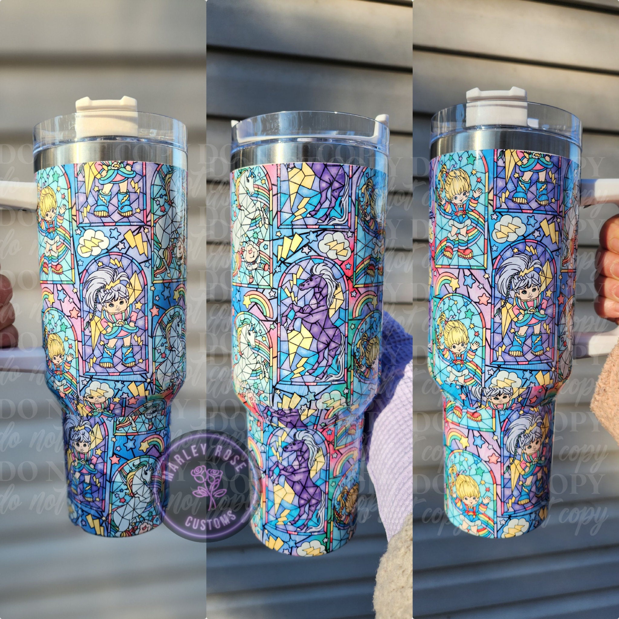 80's Rainbow Brite Tumbler, Stained 40 oz Tumbler