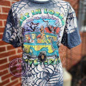 Bleached Halloween Tee,Spooky Shirt, Bleached Shirt, 90s, We&#39;re Solving Mysteries, 90&#39;s Cartoon,  Monsters, Spiders, Bats,