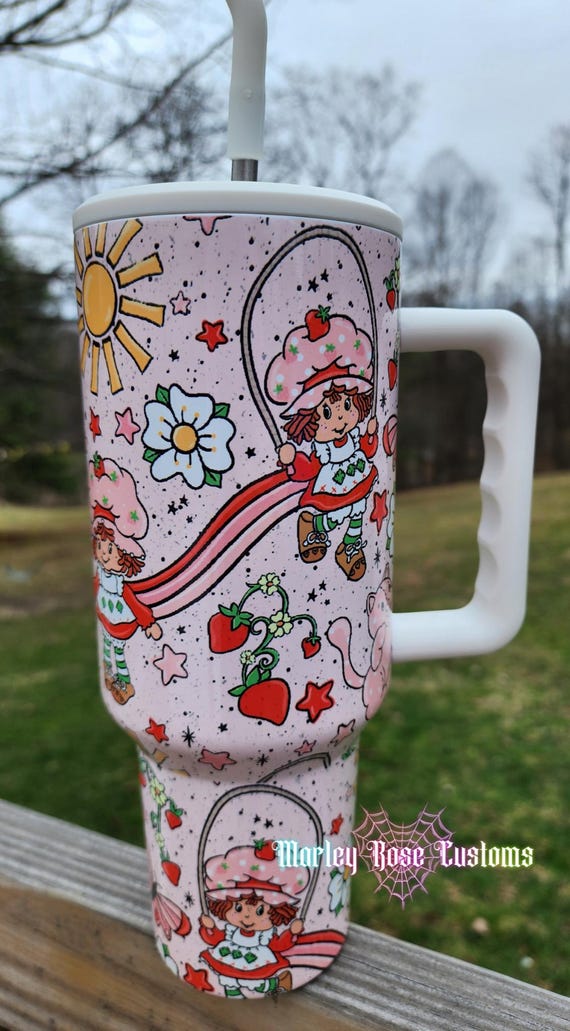 Girly 40oz Tumbler, Strawberry Fest, Gift for her, Mothers Day Gift idea, Summer Tumbler