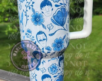 Vaso de 1,2 litros (40 oz), Linda, Louise, Bob, Gene, Tina, Taza de 1,2 litros (40 oz), Porcelana fina, Porcelana floral, Regalo para el Día de la Madre, Taza de café de porcelana