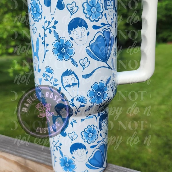 40oz Tumbler,  Linda, Louise, Bob, Gene, Tina, 40oz Cup, Fine China, Floral China, Mothers Day gift, China Coffee Mug