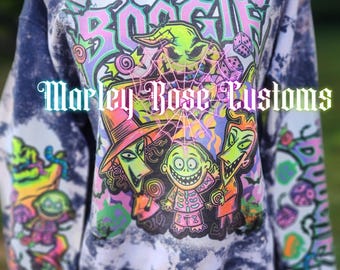 Spooky Halloween, Bleached Sweatshirt, Retro Halloween, Neon,  Spooky Christmas,  Monster kids, Black light, Haunted House, Horror Fest,