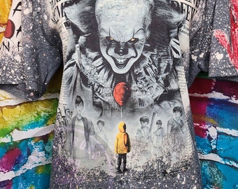You'll float too, bleached Tee, Horror movie IT, Halloween shirt, Gifts for her, Horror fans, Blood Splatter, Halloween Sweatshirt