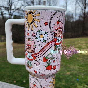 Girly 40oz Tumbler, Strawberry Fest, Gift for her, Mothers Day Gift idea, Summer Tumbler image 2