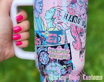 90s Vintage Halloween Tumbler, Monster Lover,  Spooky Cartoon Art, Nostalgic Insulated Cup, Cute Halloween Cup, Comic Halloween Mash Up