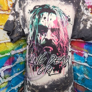 Living Dead Girl Tshirt, Bleached shirts, Rock Concert shirt, Zombie Girl