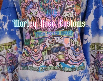 Halloween Sweatshirt, Bleached Halloween, Creepy Clown, Circus, Retro Halloween, Horror, Neon Halloween, Spooky Summer, Ice Cream Horror