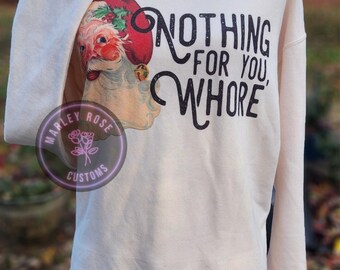 Sudadera "Nothing For You Whore", sudadera de Papá Noel, sudadera navideña, camiseta unisex navideña, sudadera divertida de Papá Noel, Navidad vintage