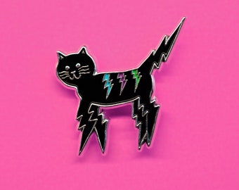 Pin de esmalte de gato relámpago