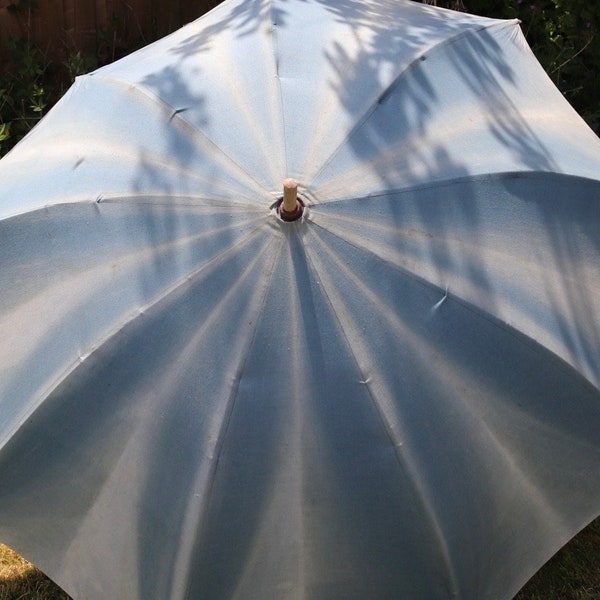 Vintage 1920s 20s 1930s 30s French shepherd sun faded indigo parasol umbrella workwear work chore farm garden patio