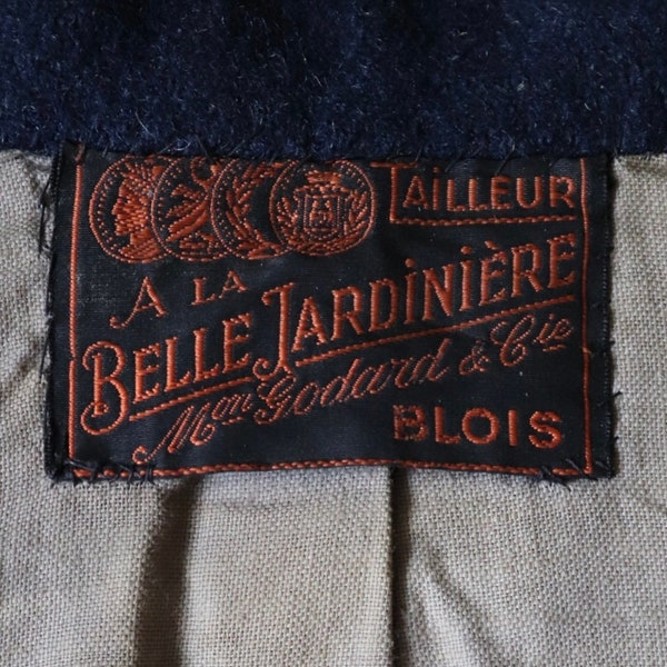 Vintage 1930s 30s Belle Jardiniere French indigo blue wool fireman’s jacket sapeurs pompiers 41” chest
