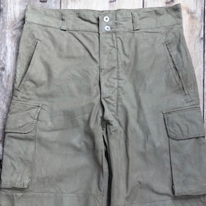 Vintage French M47 Cargo Pants: 1940s Cotton Workwear Trousers (36&quot; x 31&quot;)
