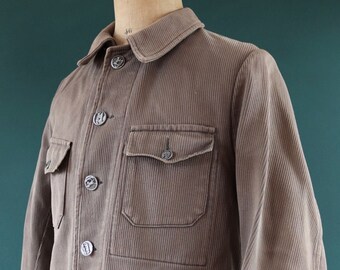 Vintage 1930s 30s 1940s 40s French Tan Brown Cotton Twill Vintage 1930s 30s 1940s 40s French Tan Brown Cotton Twill