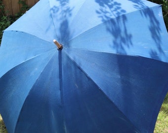 Vintage 1920s 20s 1930s 30s French shepherd sun faded indigo parasol umbrella workwear work chore farm garden patio