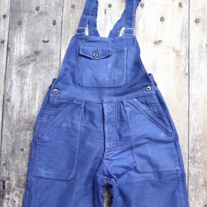 Vintage French Blue Moleskin Overalls: 1950s Workwear Dungarees (27&quot; 28&quot; x 26&quot;)