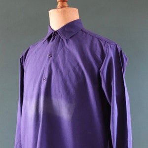 Vintage French workwear shirt - 1940s 50s indigo blue cotton smock - 47” chest