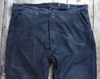50s french vintage black moleskin pants